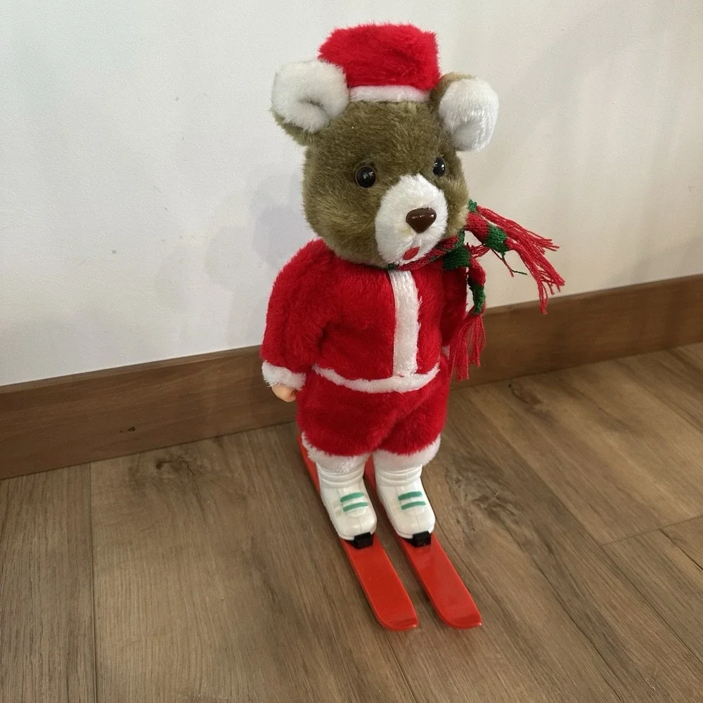 VTG 2 In 1‎ Skate & Ski Christmas Bear Battery Operated Works! 80s Missing Poles